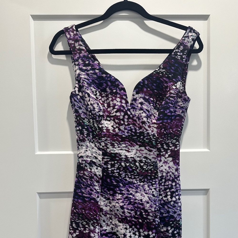 Guess plunge purple multicoloured dress